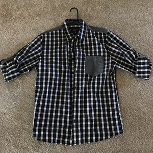 Bossini button down shirt plaid dress up Sz m new
